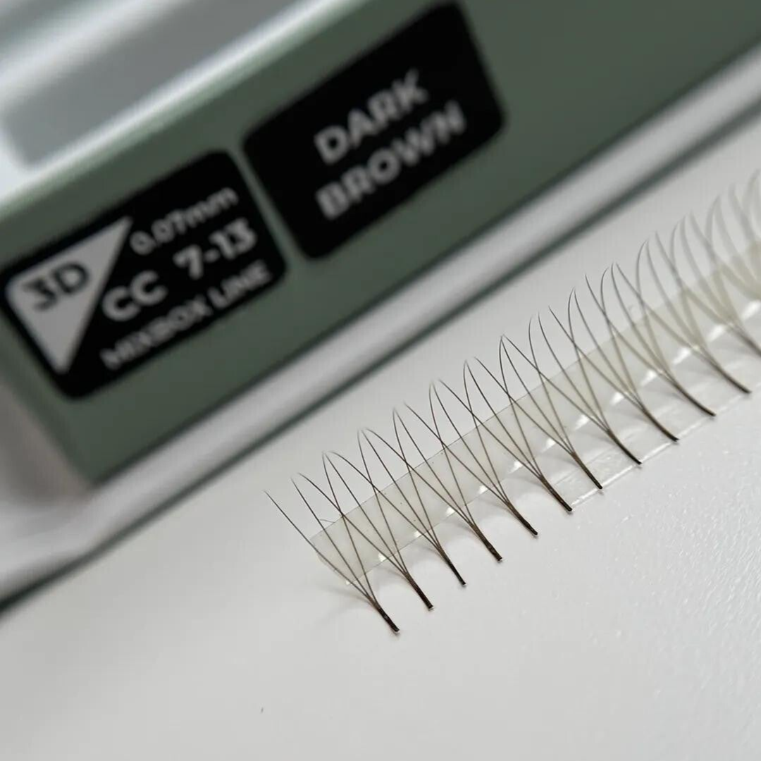 3D Fertigfächer | Dark Brown | auf Kleberstreifen - MIXBOX 7-13mm