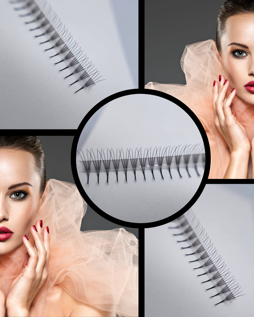 4D Fertigfächer auf Klebestreifen | 1000 fertige Wimpernfächer