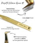 Pinzette | Volumen Queen 90° | Diamond Grip | Gold | Wimpernverlängerung